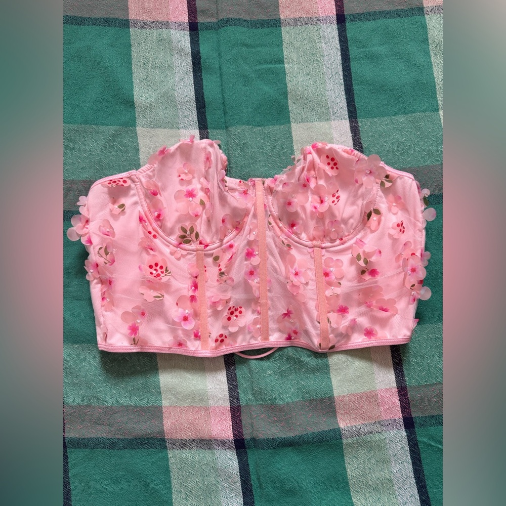 Pink Floral NWOT Crop Top